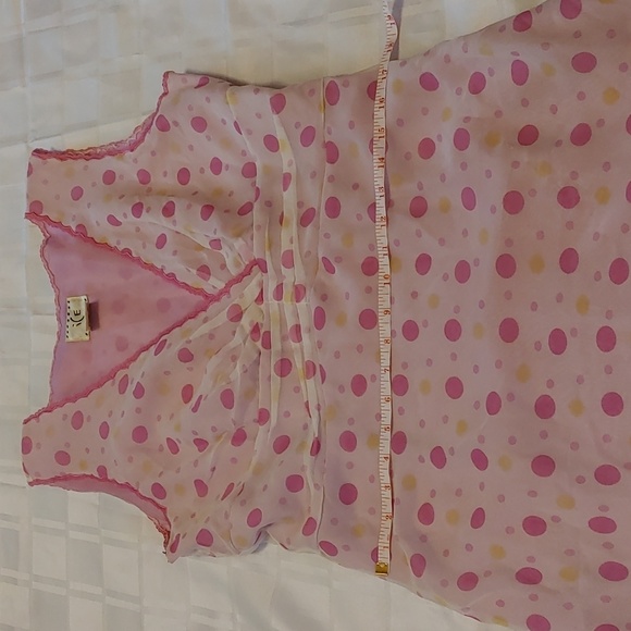 Vintage 100% Silk Dress Size 14 Polka Dot Pink - Picture 13 of 16